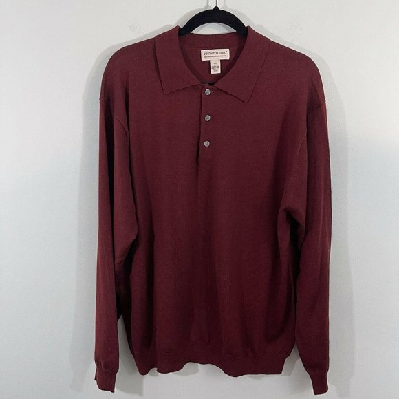 Pronto Uomo Other - Pronto Uomo Maroon Merino Wool Collared Sweater